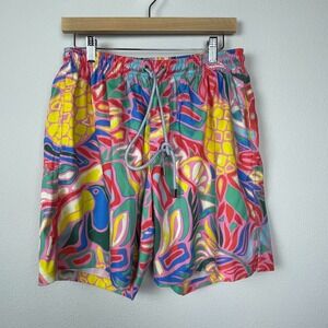 Kenny Flowers Men's XXL Swim Trunks Toucan Pineapple Tropical Print Drawstring